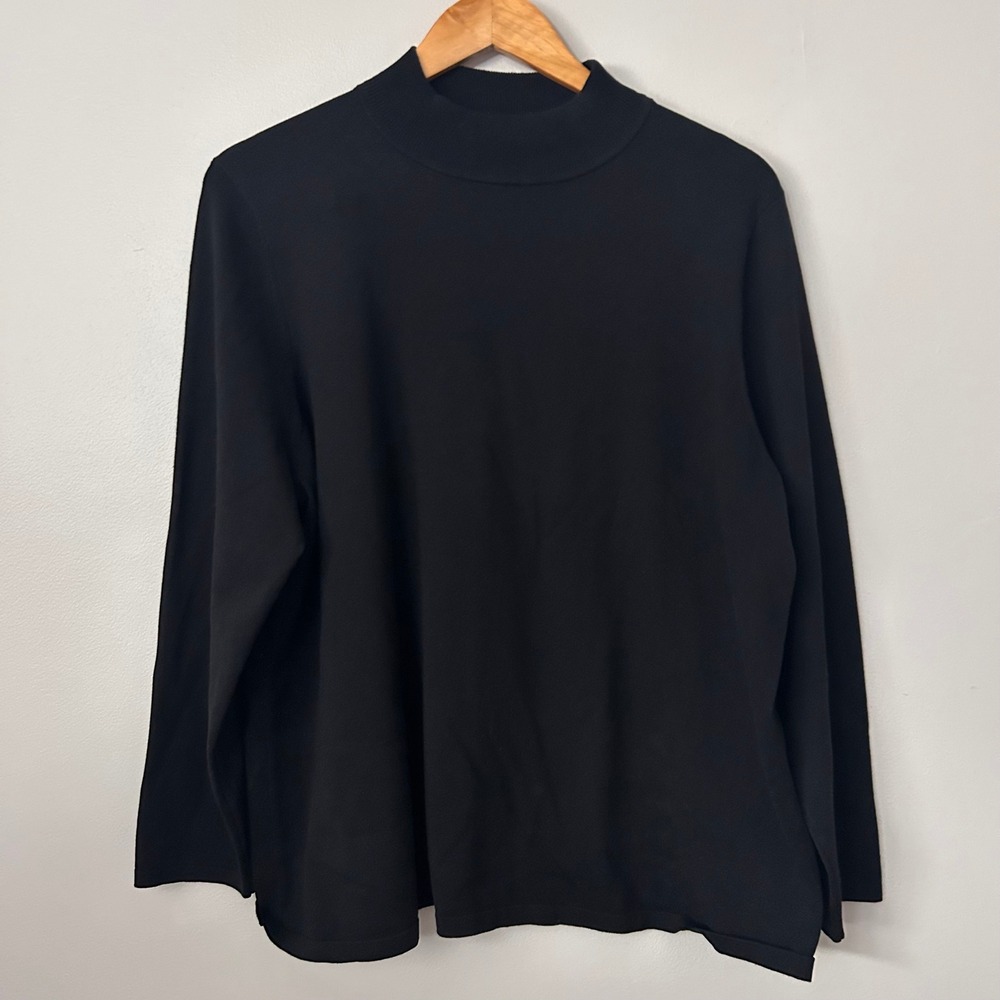 Pendleton Sweater Womens 2X Black Silk Blend Mock Neck Knit Long Sleeve Plus